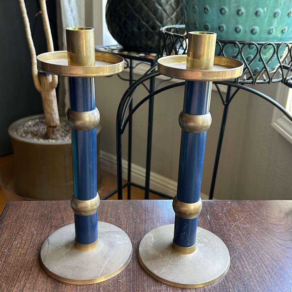 2 Vintage Ambrosia MCM Style Candle Holder Set India Hollywood regency
